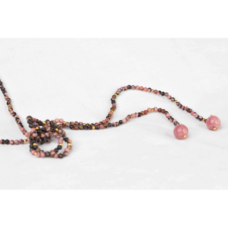 Collier LOLA - Style cravate en Rhodonite