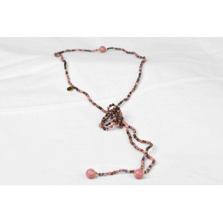 Collier LOLA - Style cravate en Rhodonite