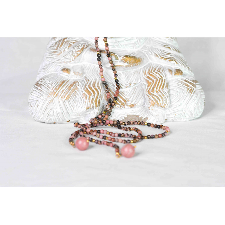 Collier LOLA - Style cravate en Rhodonite