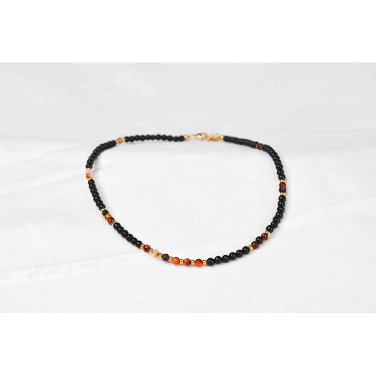 Collier LUCIE - Onyx noire et Agate Dream
