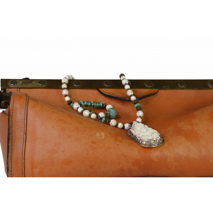 Collier Ethnique - Grand Modèle Ganesh - Howlite et Turquoise Africain
