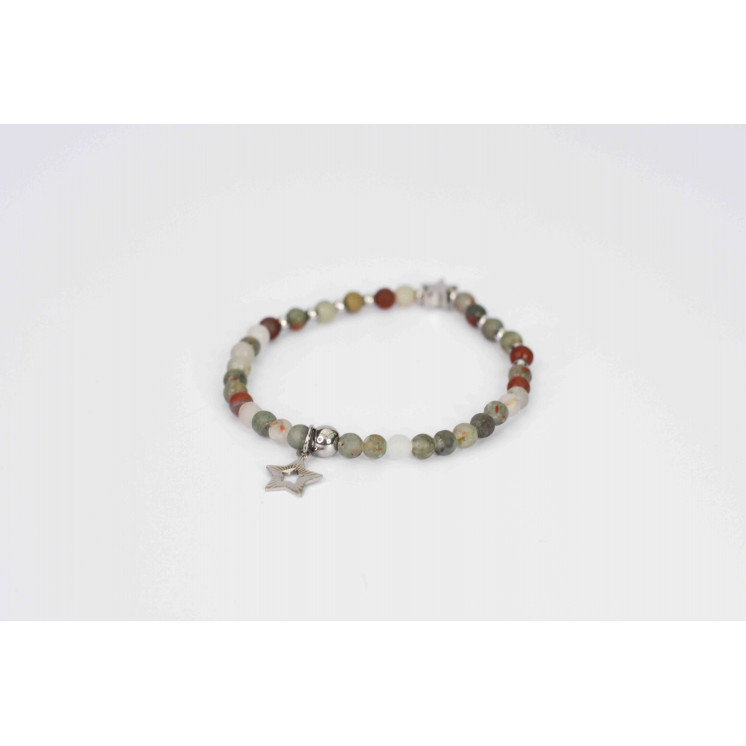 Bracelet LINA Simple - Jaspe African Blood mate Ange