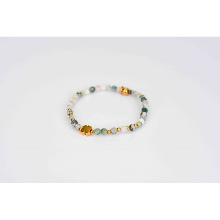 Bracelet LINA Simple - Motif Trefle en Agate Arbre