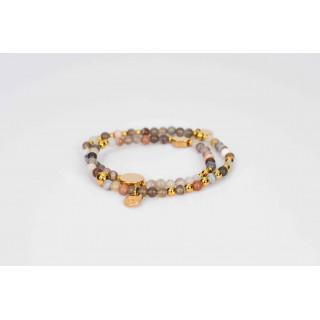 Bracelet LINA Double - Motifs perles variées en Agate Botswana