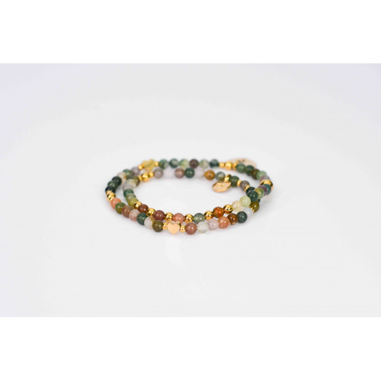 Bracelet LINA Double - Motif Cœur en Agate Indienne