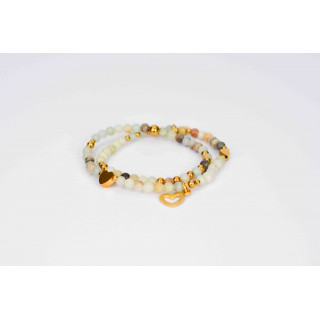 Bracelet LINA Double - Motif Cœur en Amazonite