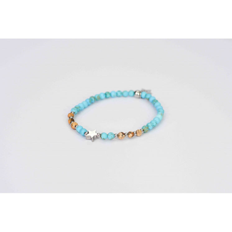 Bracelet LINA Simple - Turquoise mate et Jaspe Paysage mate Ange