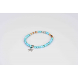 Bracelet LINA Simple - Turquoise mate et Jaspe Paysage mate Ange