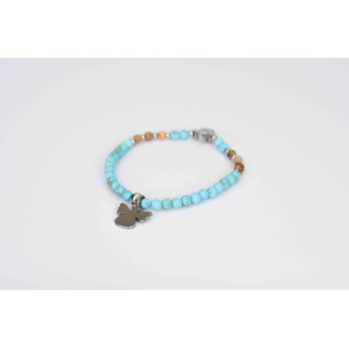 Bracelet LINA Simple - Turquoise mate et Jaspe Paysage mate Étoile