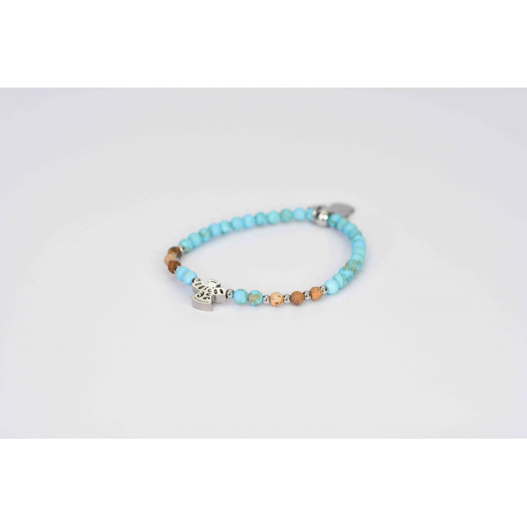 Bracelet LINA Simple - Turquoise mate et Jaspe Paysage mate Étoile