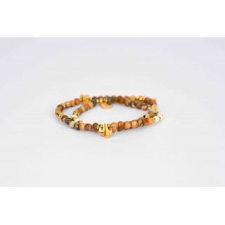 Bracelet LINA Double - Motifs Cactus  papillon Jaspe Paysage   Howlite