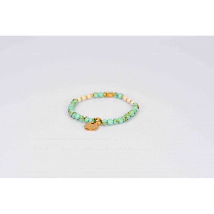Bracelet LINA Simple Motif Étoile en Howlite Spun Green Gold  Howlite