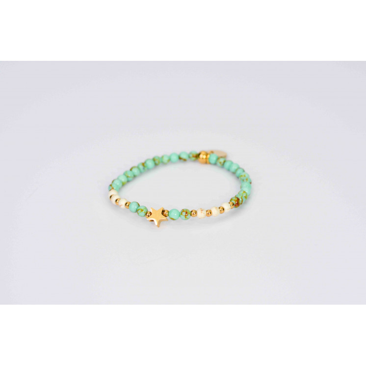 Bracelet LINA Simple Motif Étoile en Howlite Spun Green Gold  Howlite
