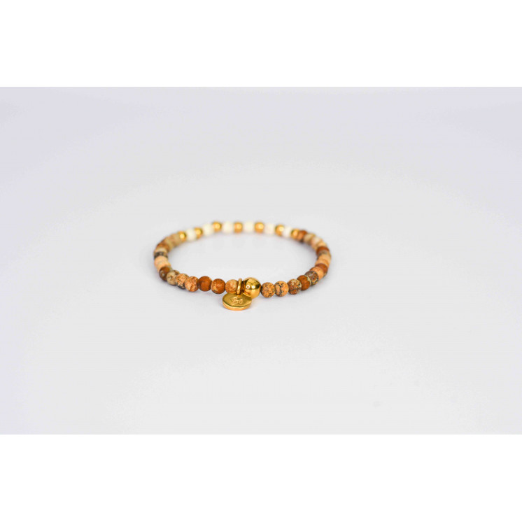 Bracelet LINA Simple - Jaspe Paysage mate et Howlite