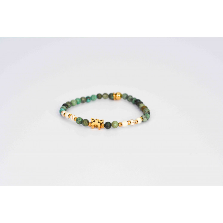 Bracelet LINA Simple  Motif Papillon en Turquoise d'Afrique et Howlite