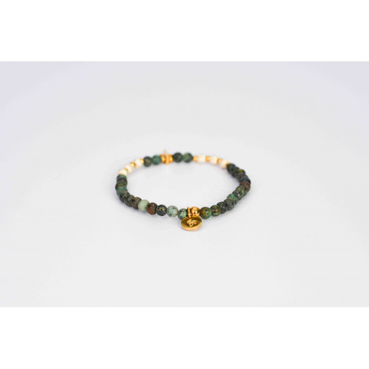 Bracelet LINA Simple - Motif Croix en Turquoise d'Afrique et Howlite