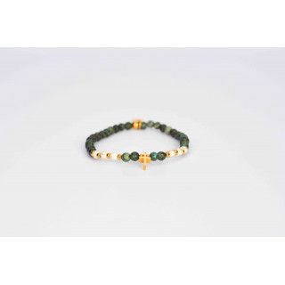 Bracelet LINA Simple - Motif Croix en Turquoise d'Afrique et Howlite