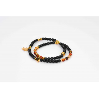 Bracelet LINA   Motifs Nuage soleil  papillon  Onyx noire  Agate Dream