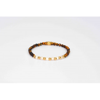 Bracelet LINA Simple - Motif Soleil en Oeil de Tigre et Howlite