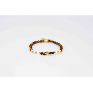 Bracelet LINA Simple  Motifs Lune et étoile Oeil de Tigre et Howlite