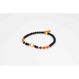 Bracelet LINA Simple - Motif Croix en Onyx noire et Agate Dream