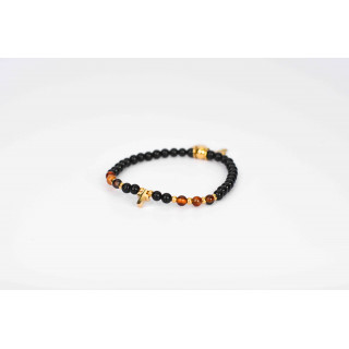 Bracelet LINA Simple - Motif Cœur en Onyx noire et Agate Dream