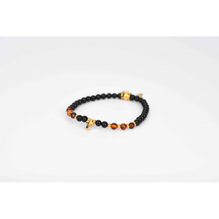 Bracelet LINA Simple - Motif Cœur en Onyx noire et Agate Dream