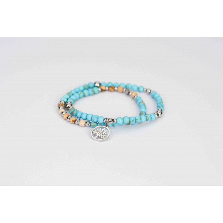 LINA Double - Turquoise mate et Jaspe Paysage mate Arbre de vie