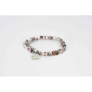 Bracelet LINA Double - Jaspe Zébra rose mate Arbre de vie