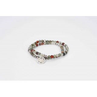 Bracelet LINA Double - Jaspe African Blood mate Arbre de vie