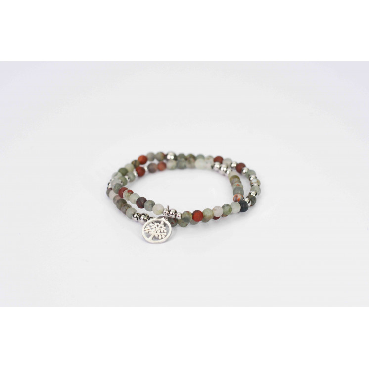 Bracelet LINA Double - Jaspe African Blood mate Arbre de vie