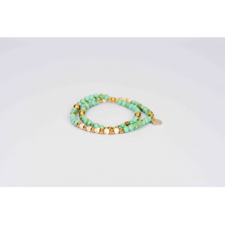 Bracelet LINA Double -  Feuille  Howlite Spun Green Gold  Howlite