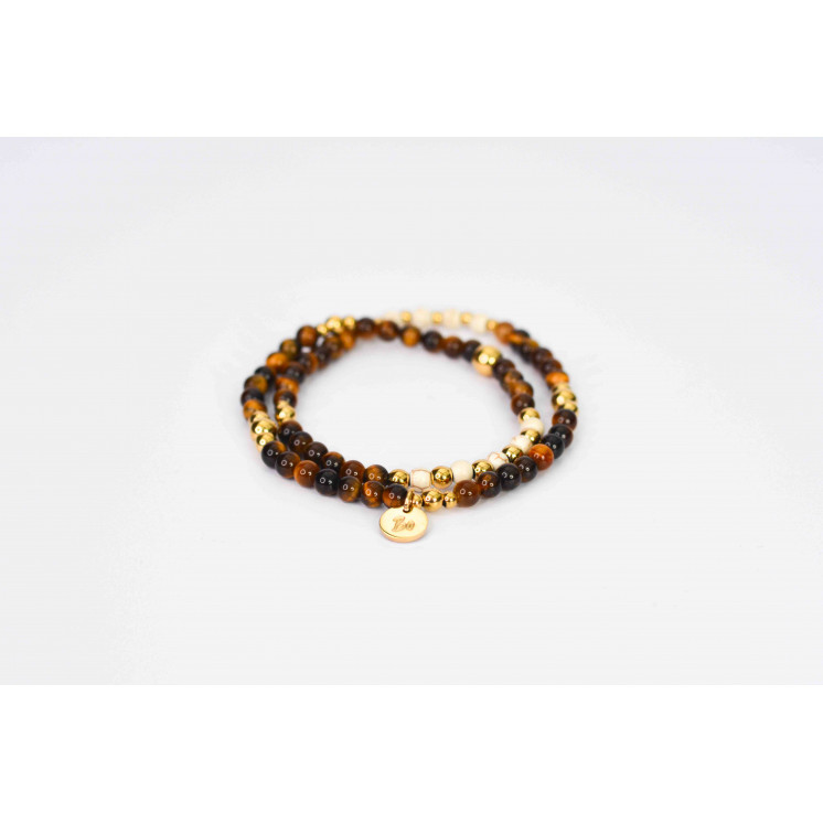 Bracelet LINA Double - Oeil de Tigre et Howlite
