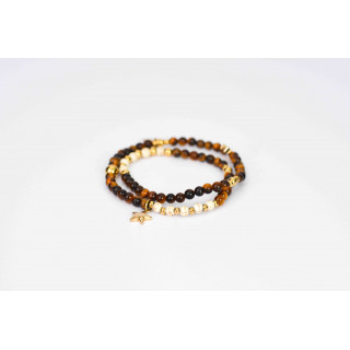 Bracelet LINA Double - Motif Étoile en Oeil de Tigre et Howlite
