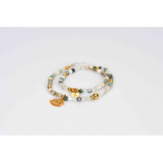 Bracelet LINA Double - Motif Oeil en Agate Arbre