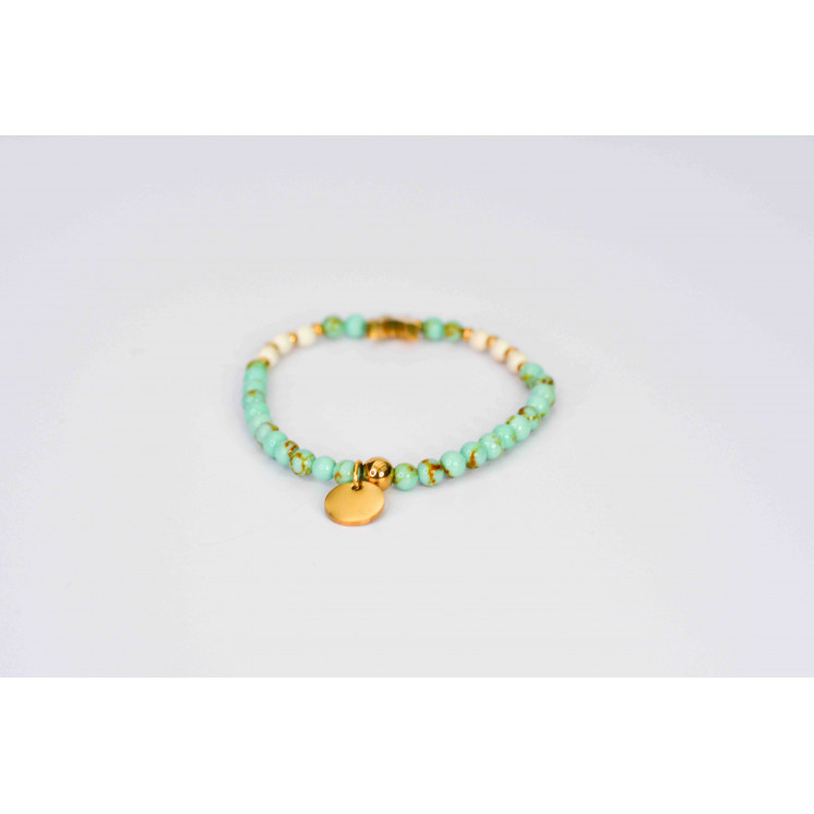 Bracelet LINA  - Motif Papillon en Howlite Spun Green Gold et Howlite