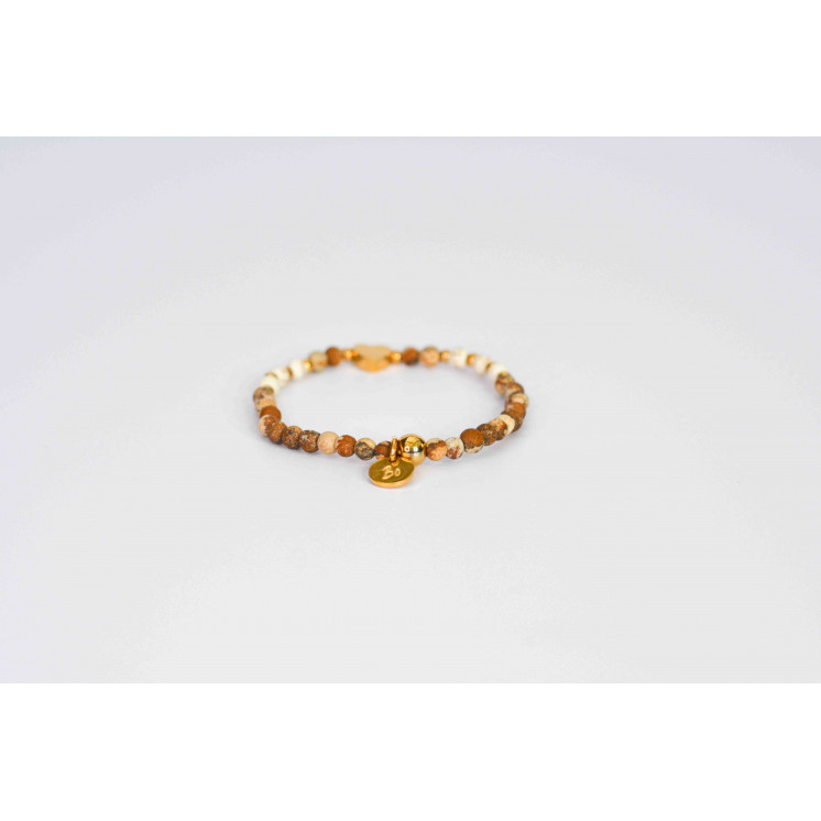 Bracelet LINA Simple - Motif Coeur en Jaspe Paysage mate et Howlite
