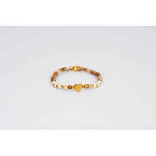 Bracelet LINA Simple - Motif Coeur en Jaspe Paysage mate et Howlite
