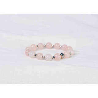 Bracelet LORI - Quartz rose 10mm - Argent