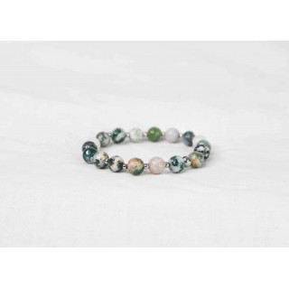 Bracelet LORI - Agate Arbre 8mm - Argent