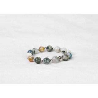 Bracelet LORI - Agate Arbre 10mm - Argent
