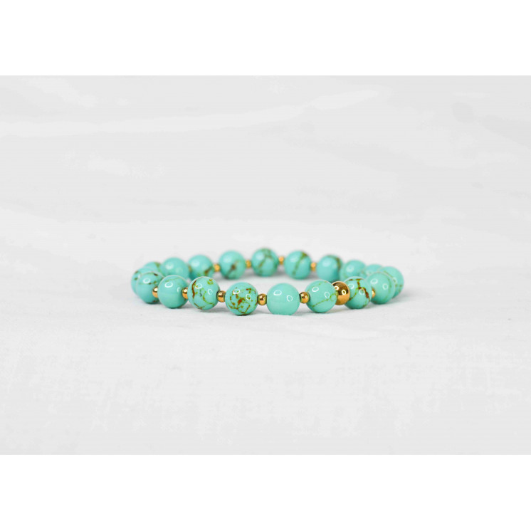 Bracelet LORI - Howlite Spun Green Gold 8mm