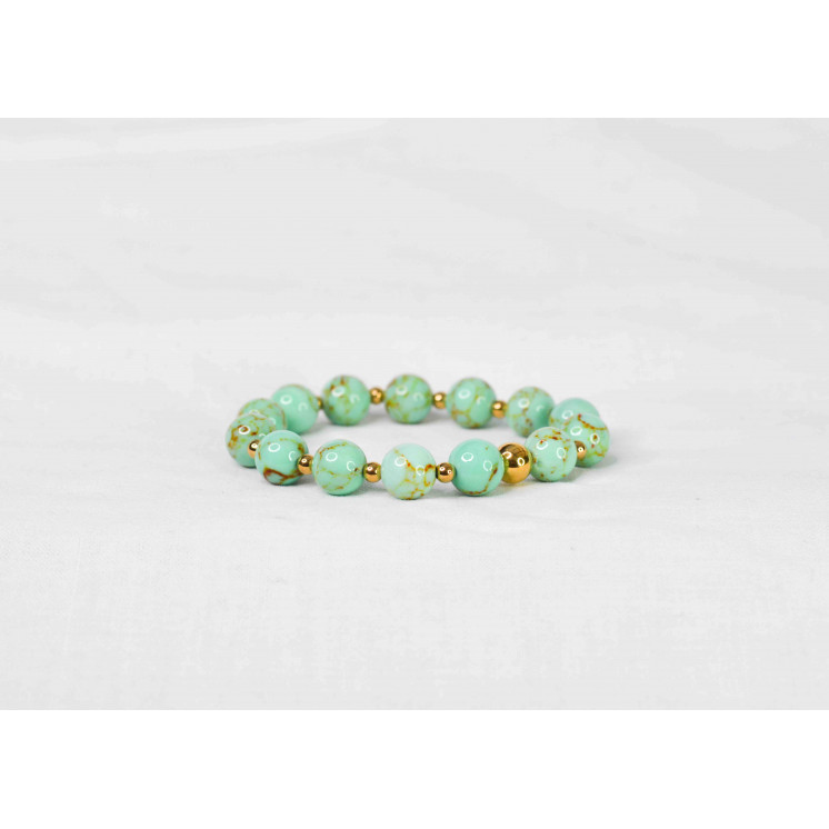 Bracelet LORI - Howlite Spun Green Gold 10mm