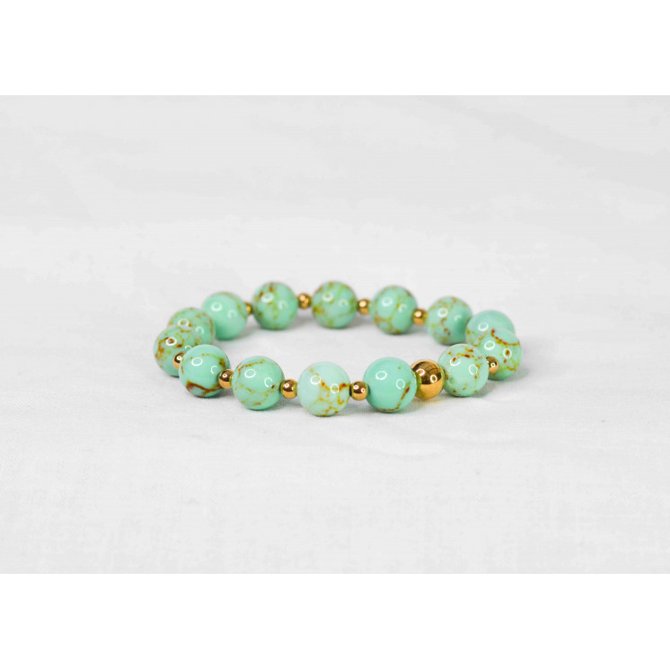 Bracelet LORI - Howlite Spun Green Gold 10mm