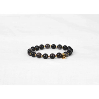 Bracelet LORI - Obsidienne silver 8mm