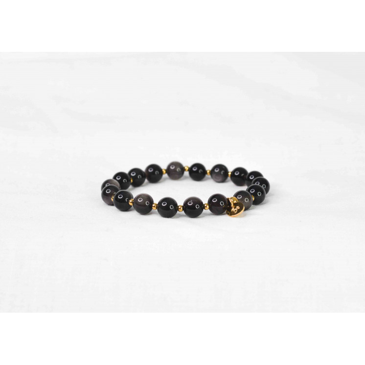 Bracelet LORI - Obsidienne silver 8mm
