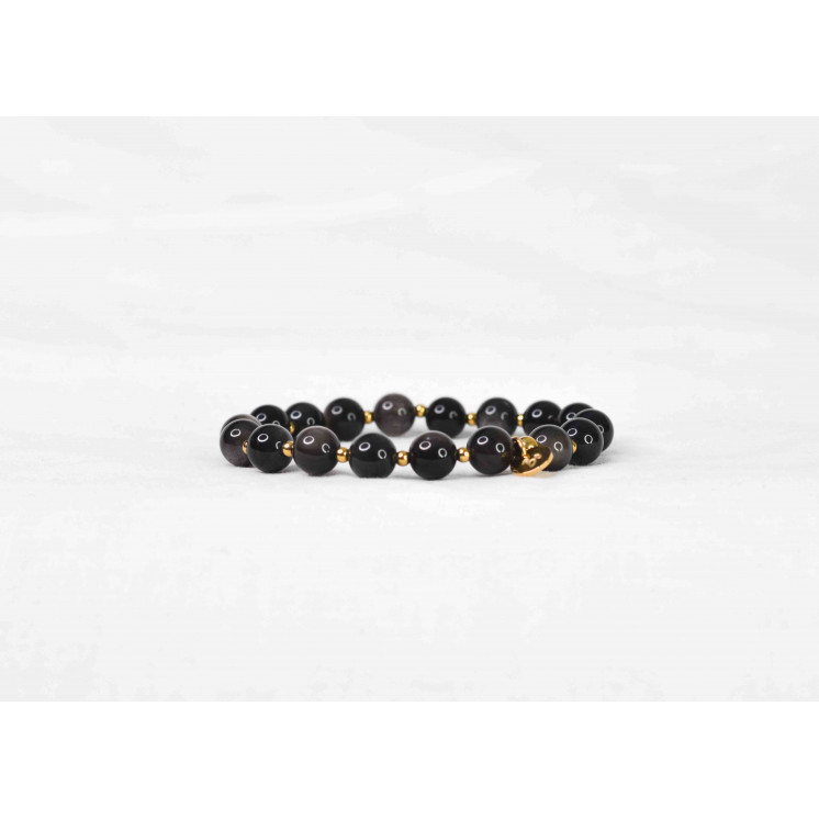 Bracelet LORI - Obsidienne silver 8mm