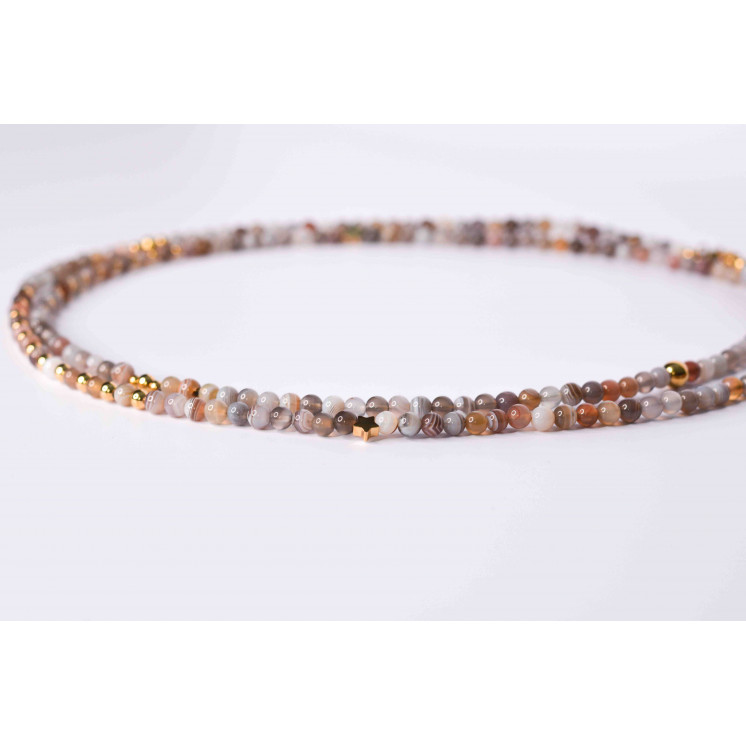 Collier LIV - Motif Étoile en Agate Botswana