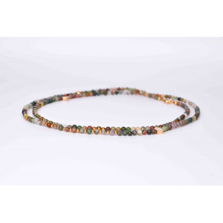 Collier LIV - Agate Indienne avec motifs Perles ronde et hexagonale