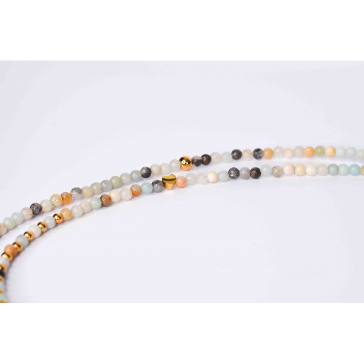 Collier LIV - Motif Cœur en Amazonite